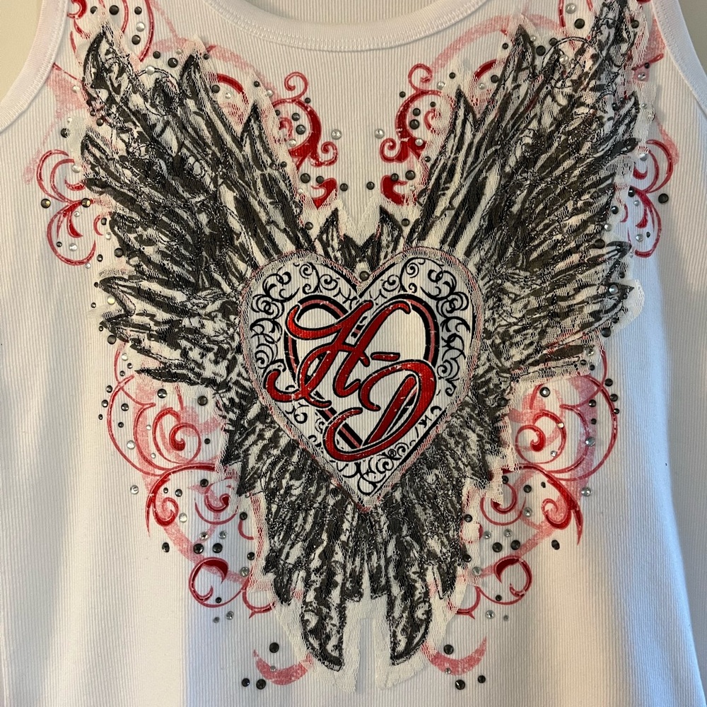 Harley-Davidson White and Black Graphic Tank Top